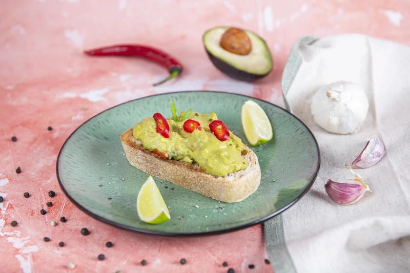 Avocado on toast with fresh lime and chilli