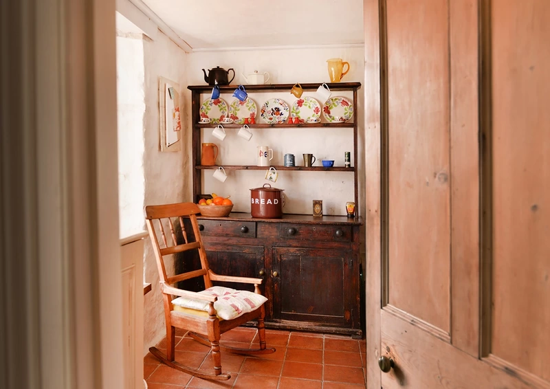 A rocking chair in a country kitchen